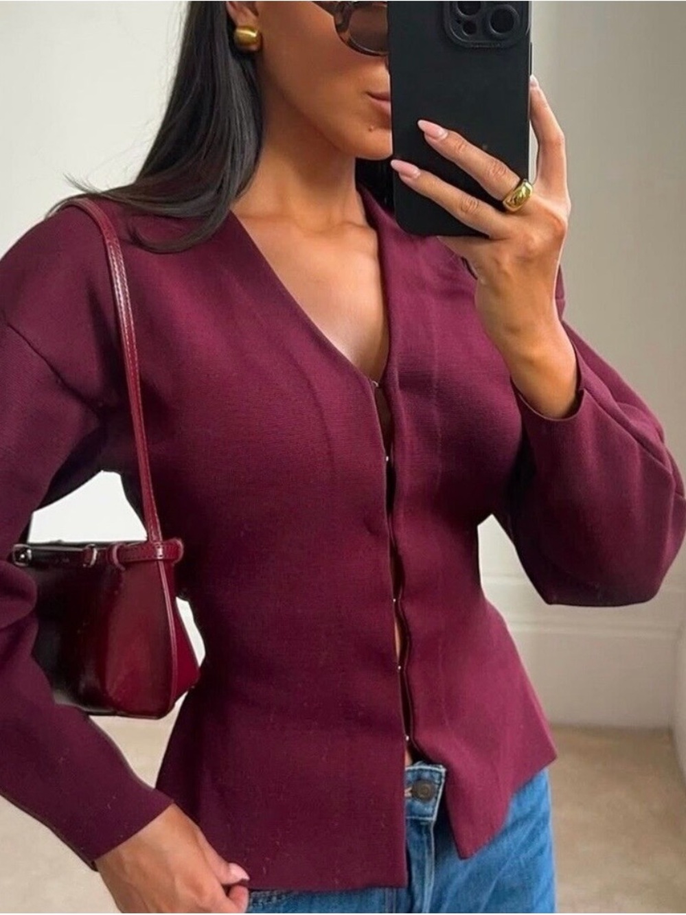 ZARA BASIC KNIT FITTED CARDIGAN